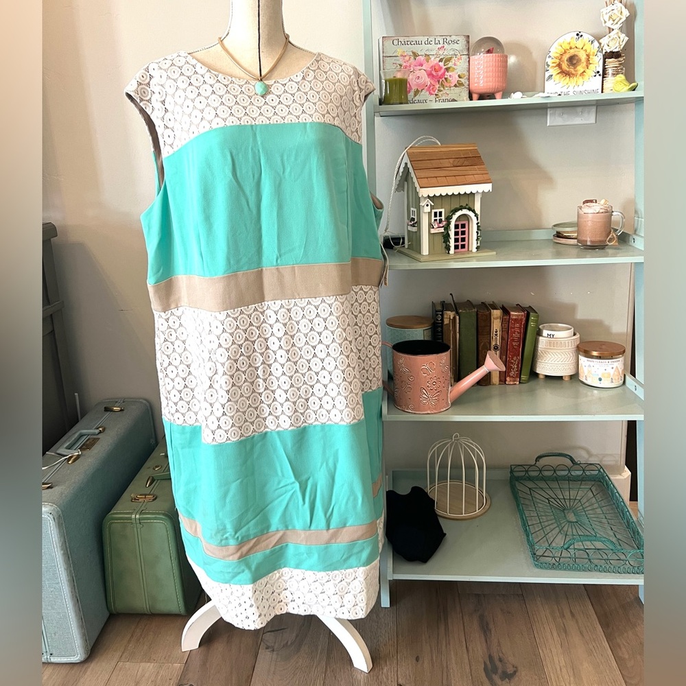 Studio One Teal and Beige Dress